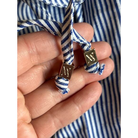 Armani exchange, blue, and white pin, striped scalloped shorts size‎ large ￼ - Picture 4 of 7